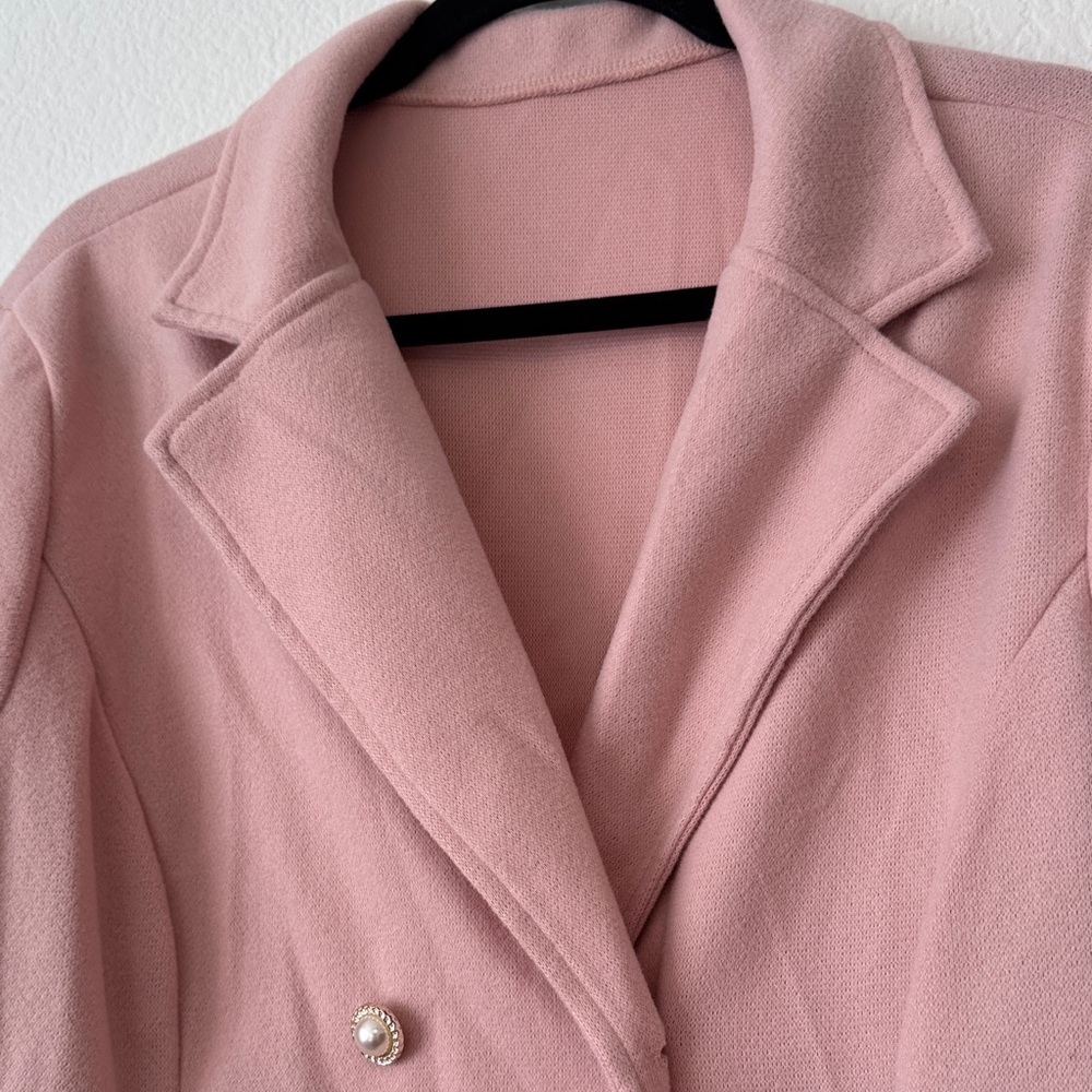SHEIN Pink PeaCoat with Lace Hem - Picture 10 of 12